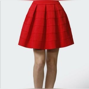 New York and company black and red pleated bandage skirt size medium M